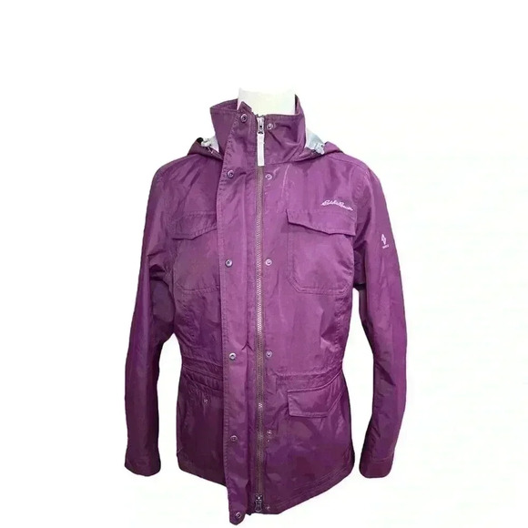 Eddie Bauer Burgundy Hooded Jacket Size M - Picture 1 of 5